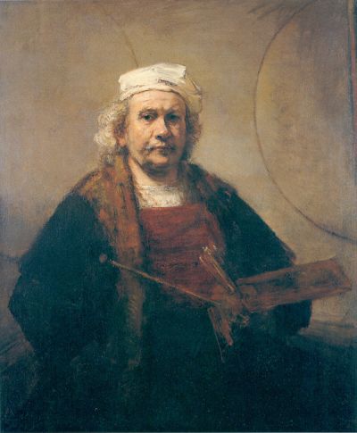 Self portrait with two circles