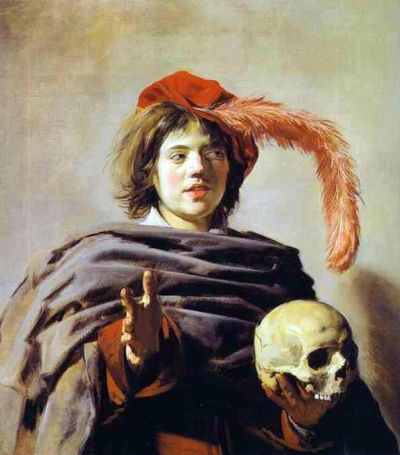 Young man holding a skull (Vanitas)